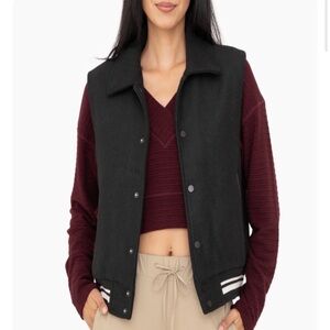 NWT Mono B
Told You So Varsity Stripe Snap Button Vest in GREEN Lg